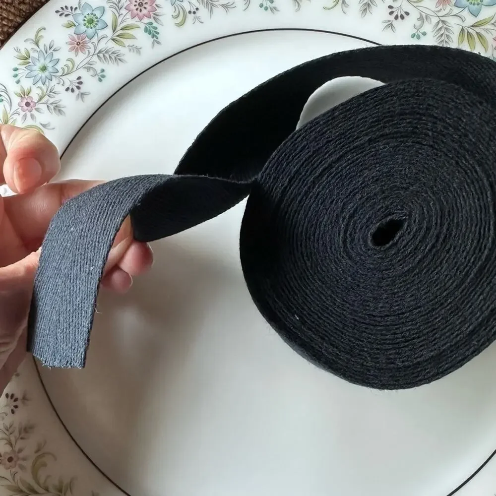 Cotton black Webbing thin 5 yards make your own guitar or purse strap